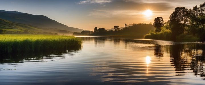 Person meditating outdoors at sunrise with calm expression.