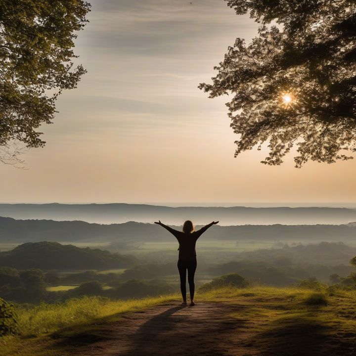 Person releasing balloons into the air, symbolizing letting go.