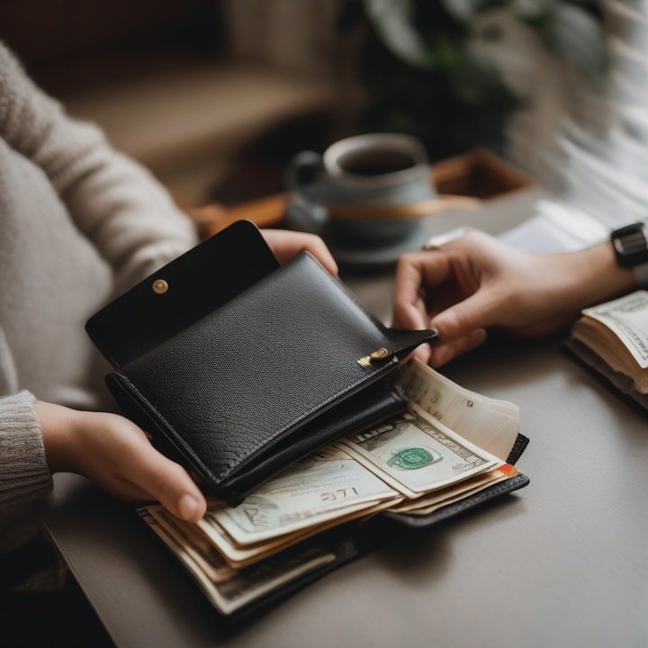 Person reviewing financial documents at a desk with laptop and calculator nearby