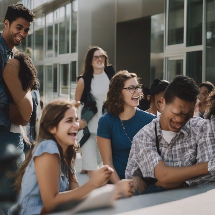 Person being mocked by a group of people in a public setting.