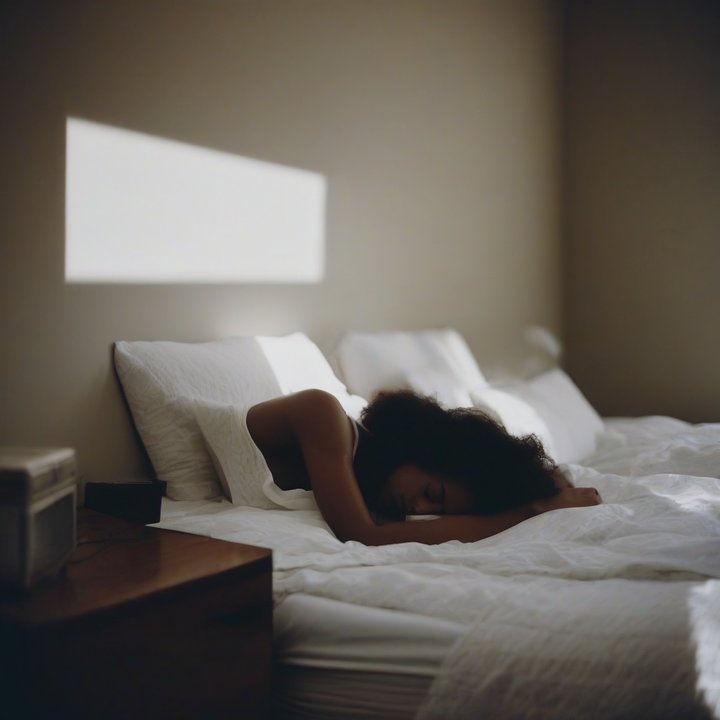 Person sleeping with medical equipment in the background.