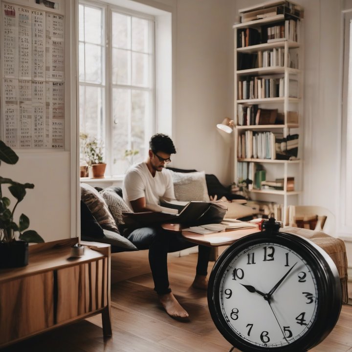 Person stuck in front of a clock, looking frustrated and overwhelmed.