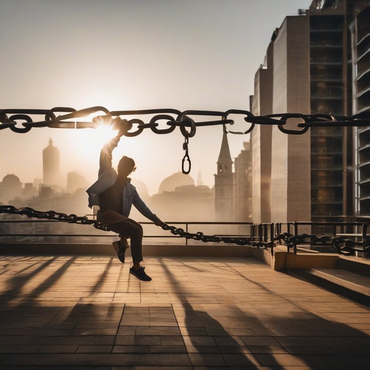 Woman speaking confidently at a podium, overcoming sheltered upbringing.