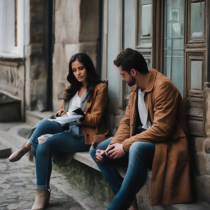 Couple in disagreement, one person turning away in silence.