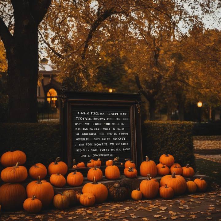 Letter board displaying Halloween-themed quotes and decorations.