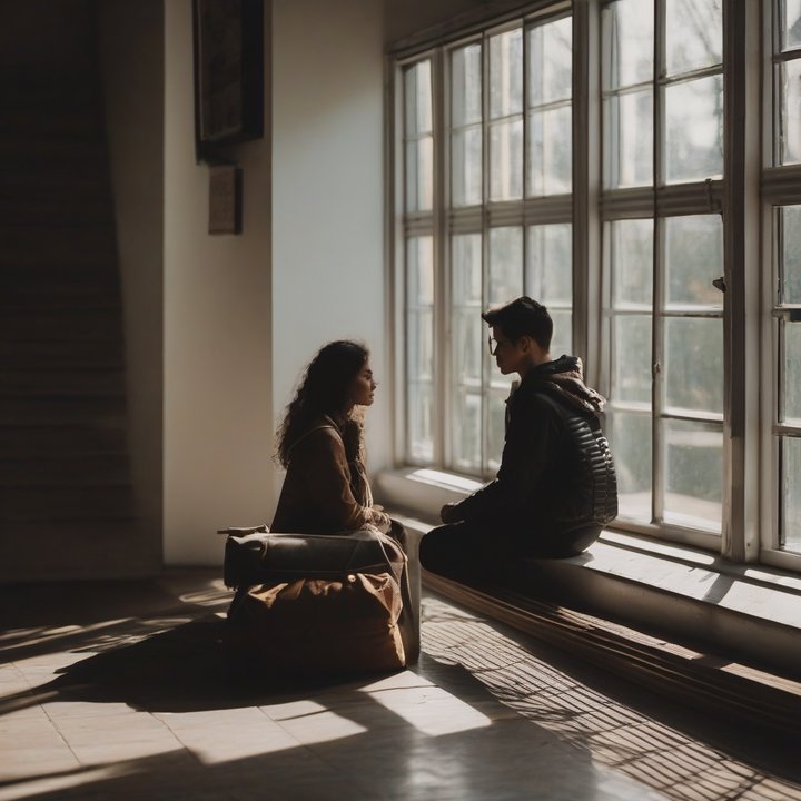 Person sitting alone, looking concerned and taking notes.