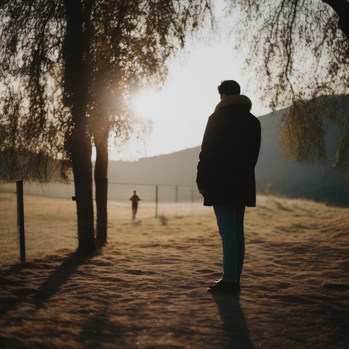 Person sitting alone, looking isolated, with concerned expression.