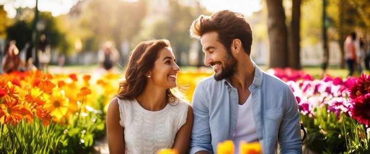 Smiling volunteers handing out flowers to strangers on city street.